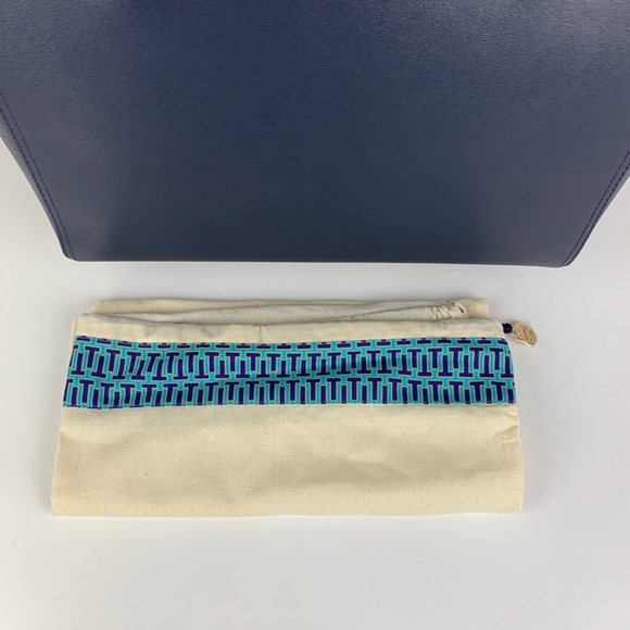 New Tory Burch Parker Navy Leather Tote 37169 - Picture 6 of 8